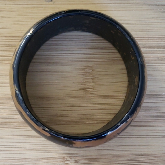 Elegant Gold and Black Wood Bangle Bracelet - Picture 7 of 8